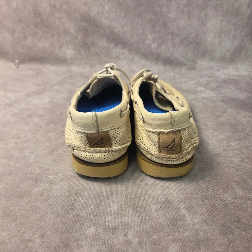 Sperry Top-Sider Mens 8M Perforated Leather Boat Shoes Cream Deck Shoes 0623702